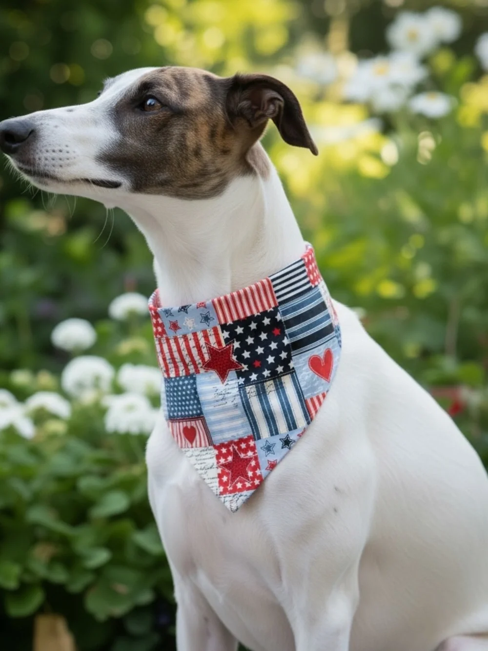 Patriotic Stars & Stripes Dog Bandana - Blue/Red/White
